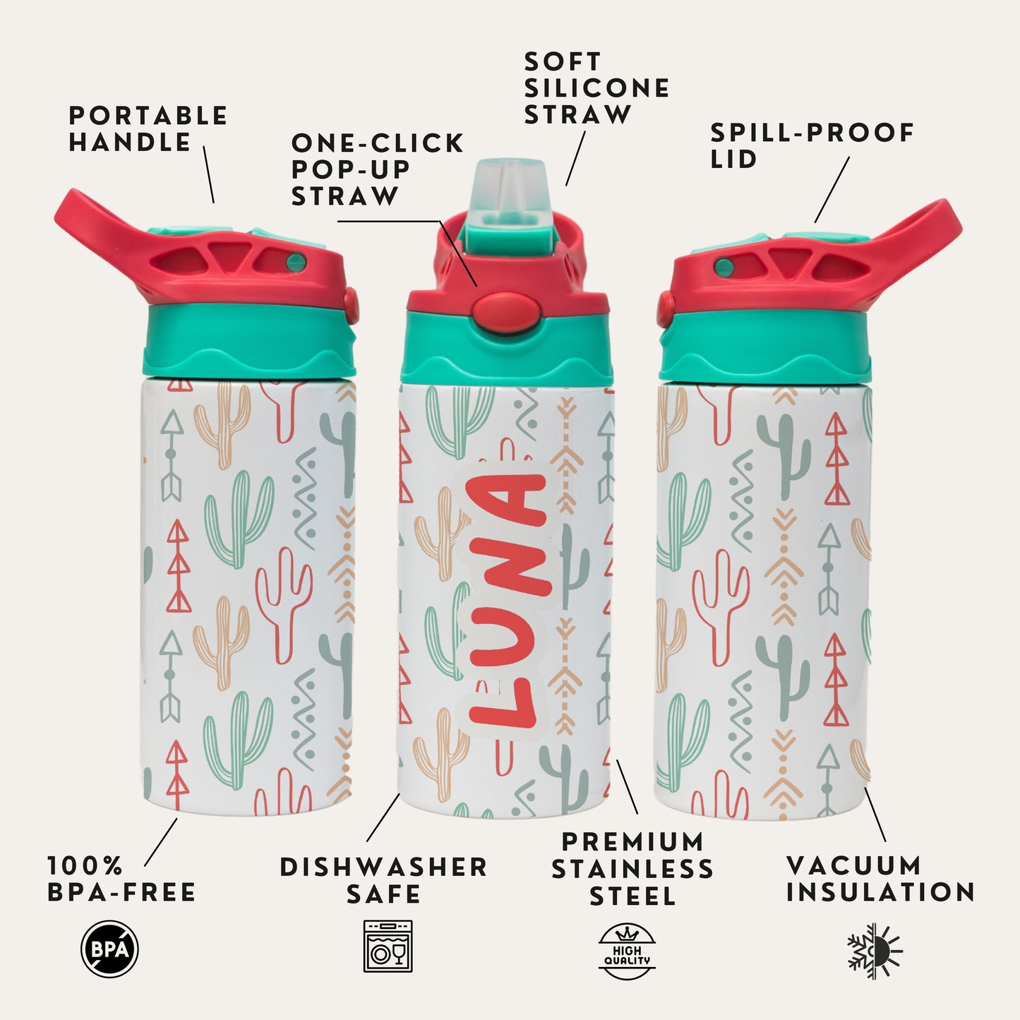 Cactus Cooler Kids Water Bottle