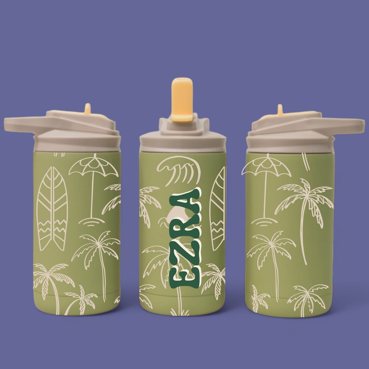 Personalized Tropical Beach Water Bottle