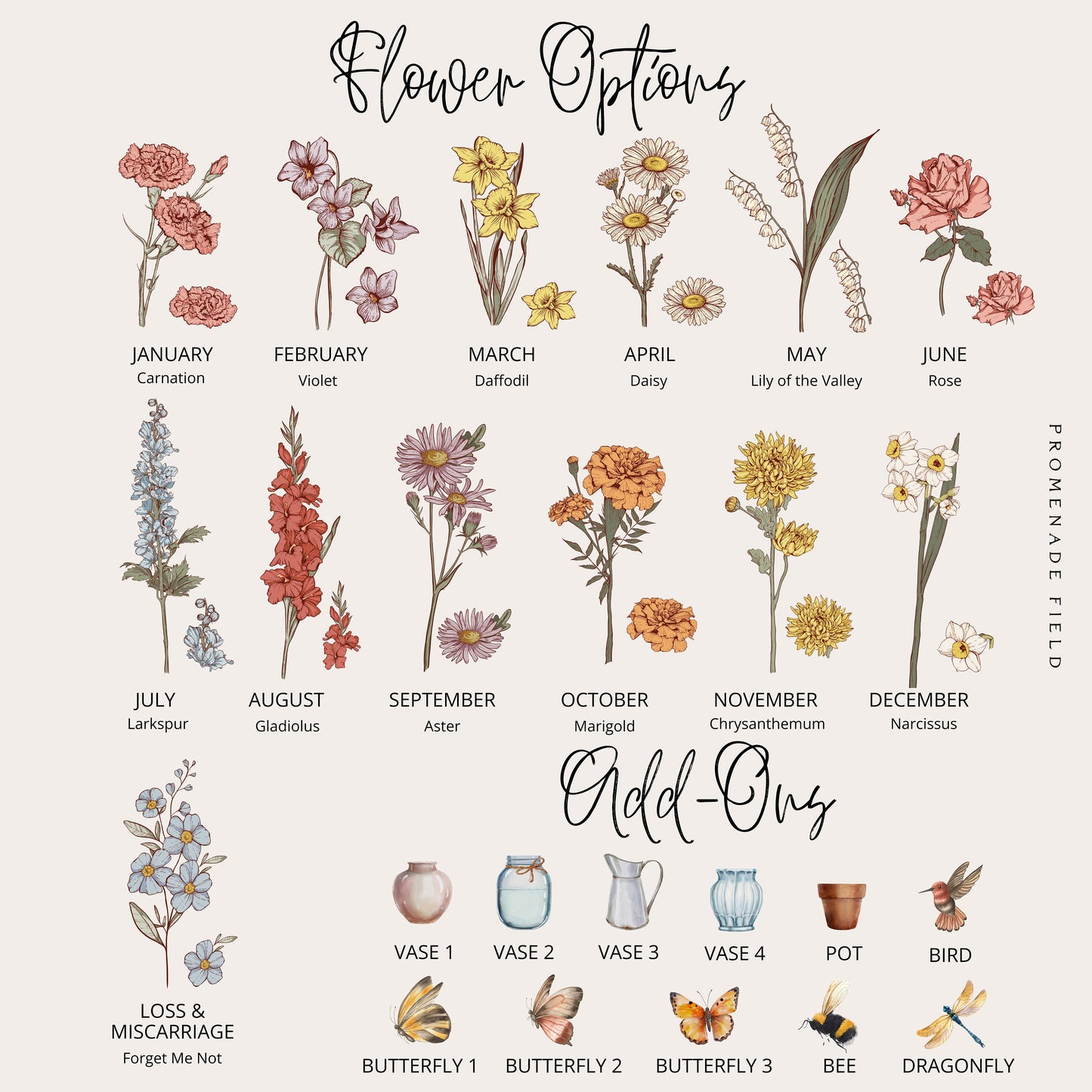 Custom Birth Flower Acrylic Print