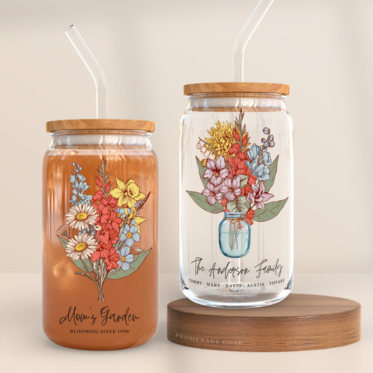 Custom Birth Flower Glass Tumbler