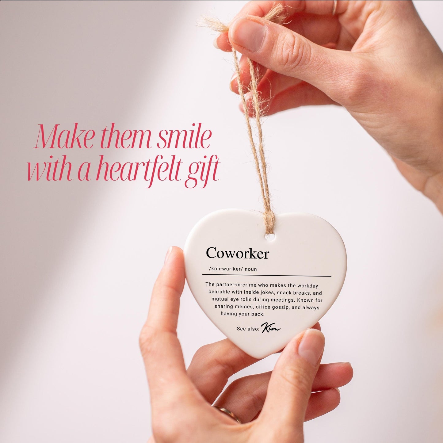 Personalized Coworker Keepsake Ornament, Custom Ceramic Ornament with Name Definition, Christmas Gift for Team, Office Appreciation Gift