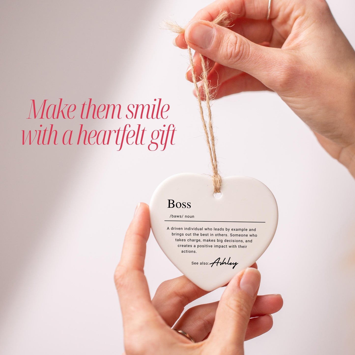 Personalized Boss Keepsake Ornament, Custom Ceramic Name Definition Ornament, Christmas Gift for Mentor Manager and Leader, Corporate Gift