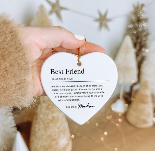Personalized Funny Best Friend Keepsake Ornament, Custom Ceramic Name Definition Ornament, Friendship Christmas Gift, Bestie Birthday Gift