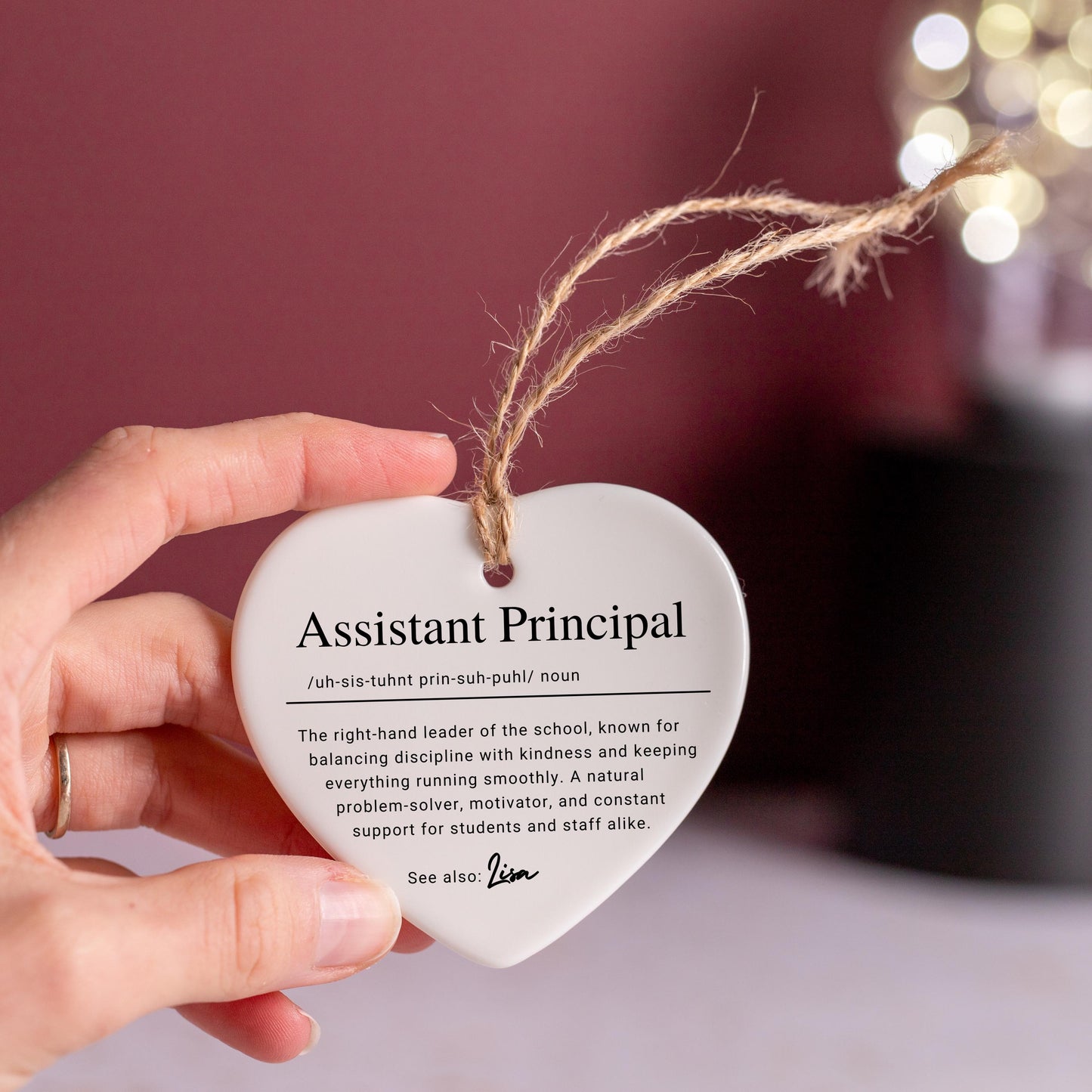 Personalized Assistant Principle Keepsake Ornament, Custom Ceramic Ornament with Name, Christmas Gift Idea for School Staff & Teacher