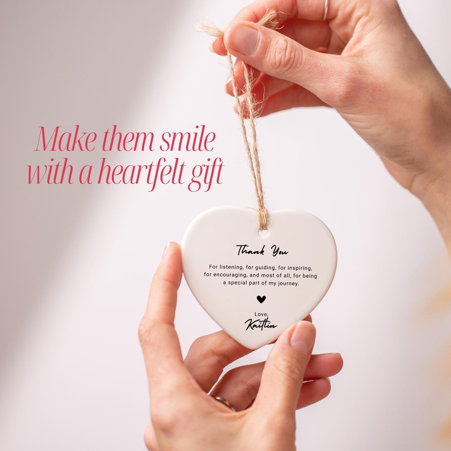 Personalized Thank You Ornament, Custom Ceramic Ornament With Name, Appreciation Gift, Meaningful Christmas Keepsake for Teacher & Mentor