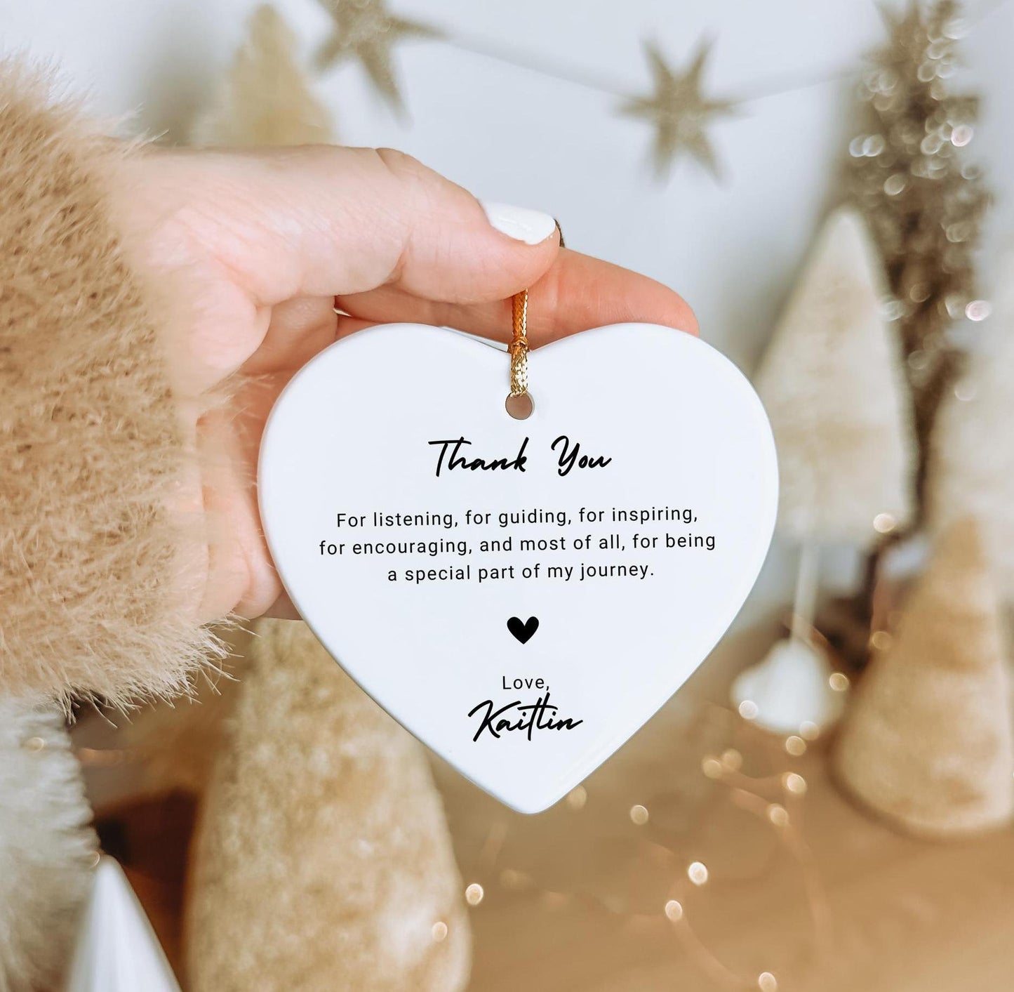 Personalized Thank You Ornament, Custom Ceramic Ornament With Name, Appreciation Gift, Meaningful Christmas Keepsake for Teacher & Mentor