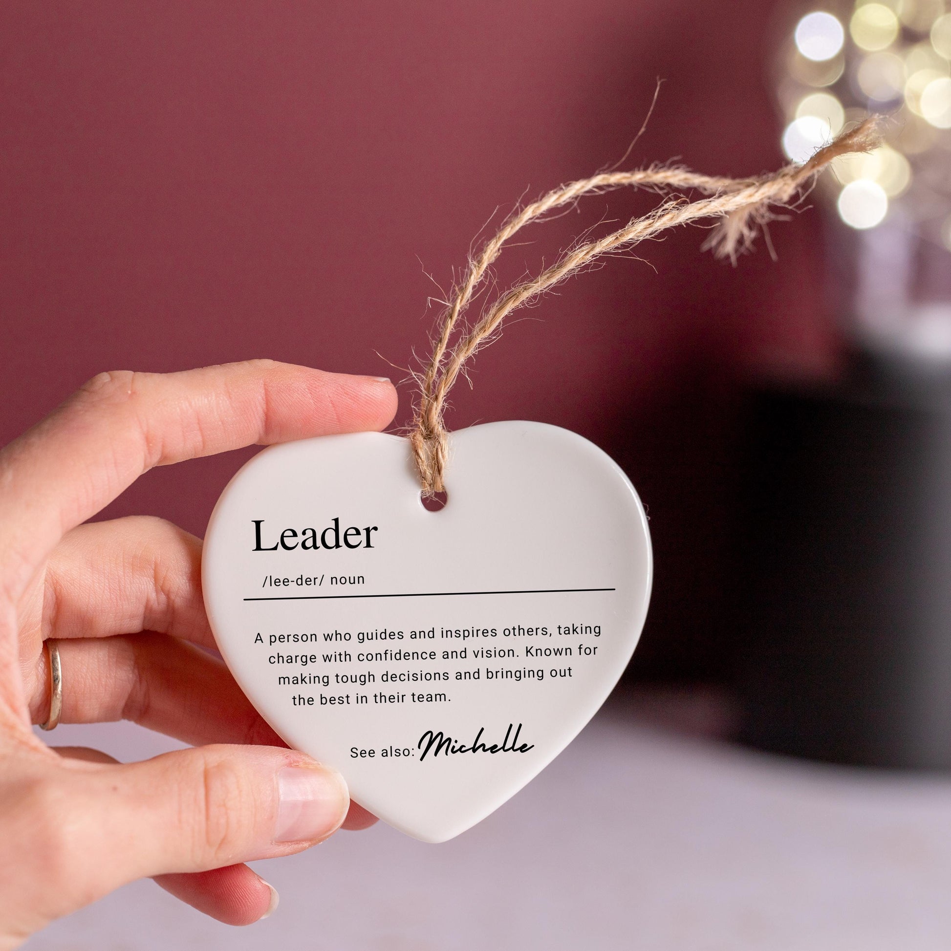 Personalized Leader Ornament, Custom Ceramic Ornament with Name Definition, Mentor Christmas Gift, Boss or Team Lead Appreciation Gift