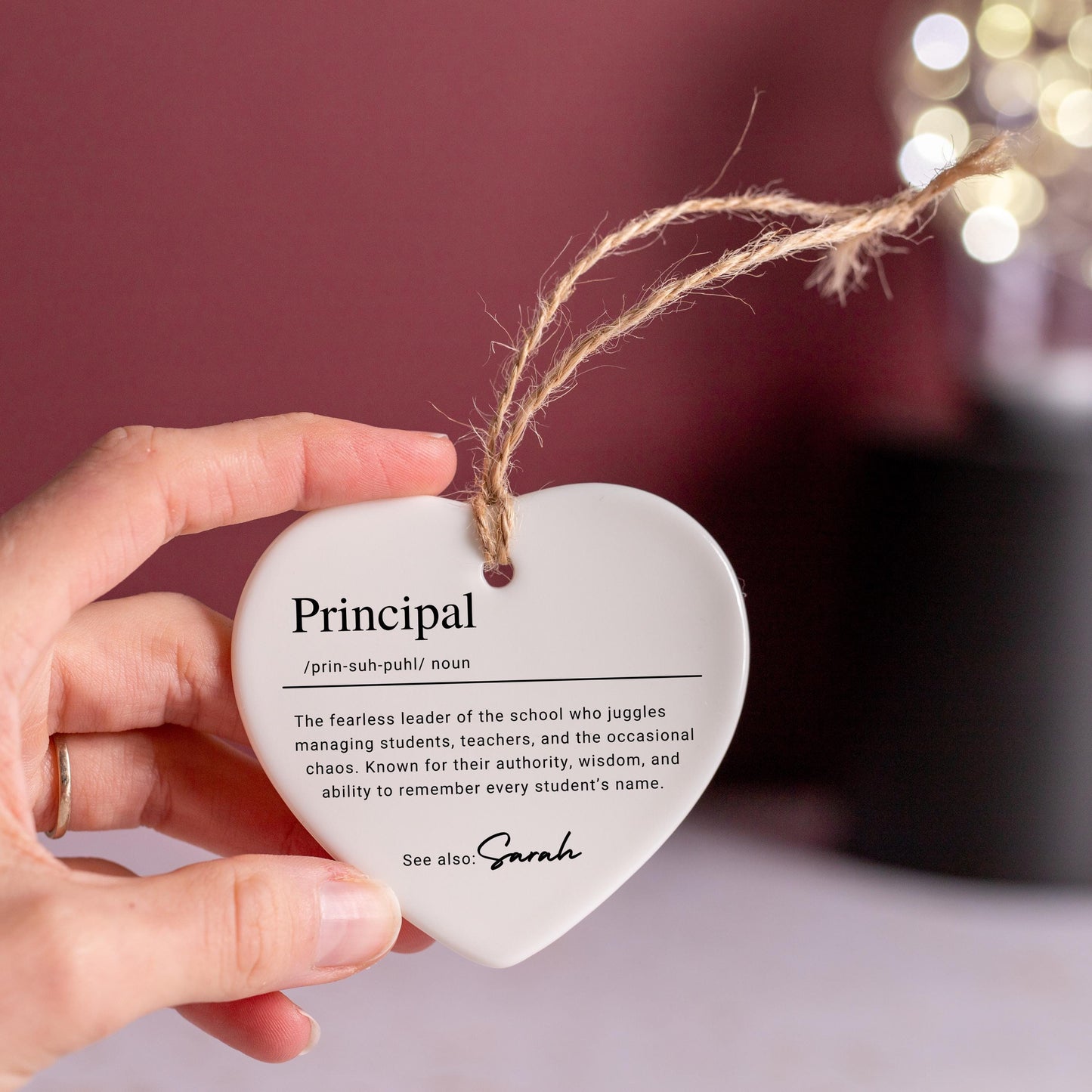 Personalized Principle Keepsake Ornament, Custom Ceramic Ornament with Name, Christmas Gift Idea for School Leader & Teacher Appreciation