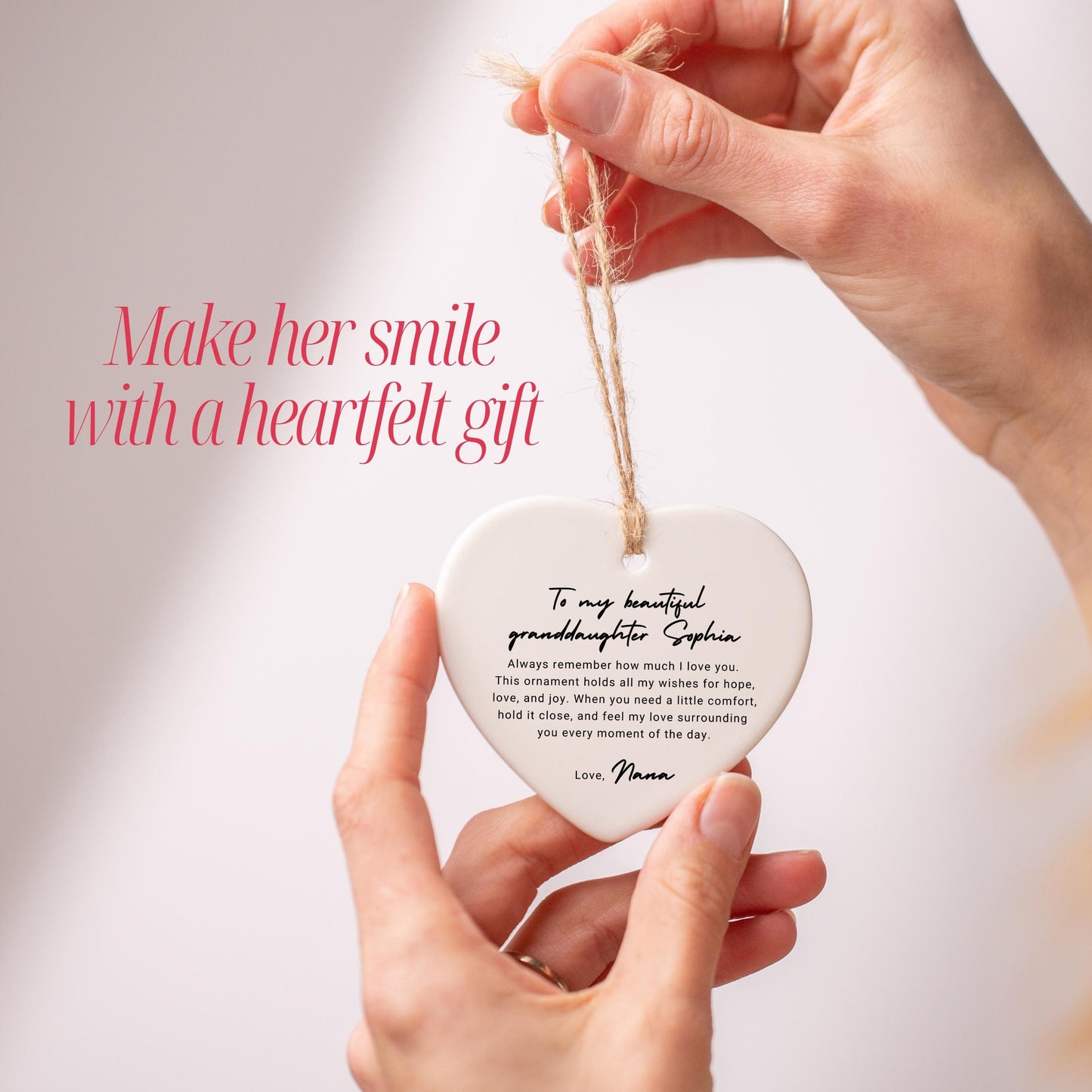 Personalized Granddaughter Ornament, Custom Name Ceramic Keepsake, Gift From Nana, Christmas Gift from Grandma, Family Christmas Ornament