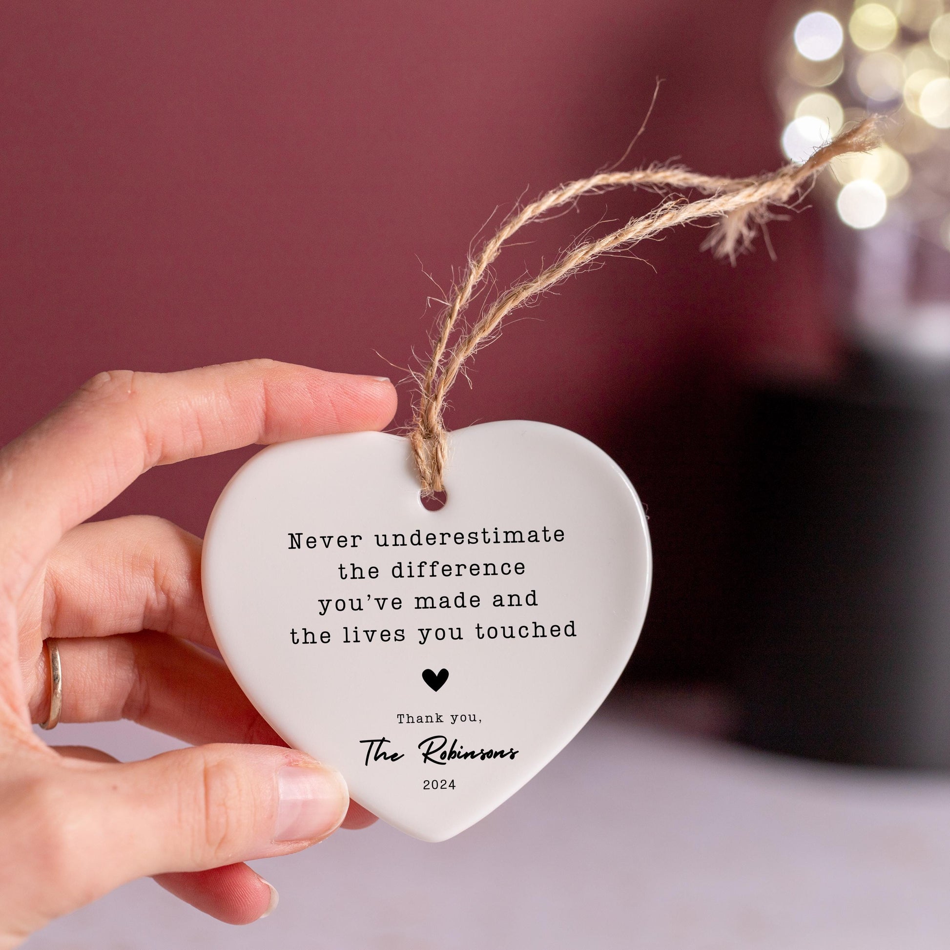 Personalized Thank You Ornament, Custom Ceramic Ornament With Name, Appreciation Gift, Meaningful Christmas Keepsake for Teacher & Mentor