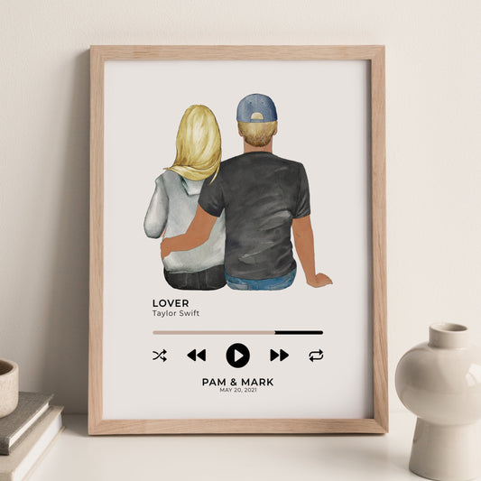 Custom Couple Portrait Print (Your Song Edition)