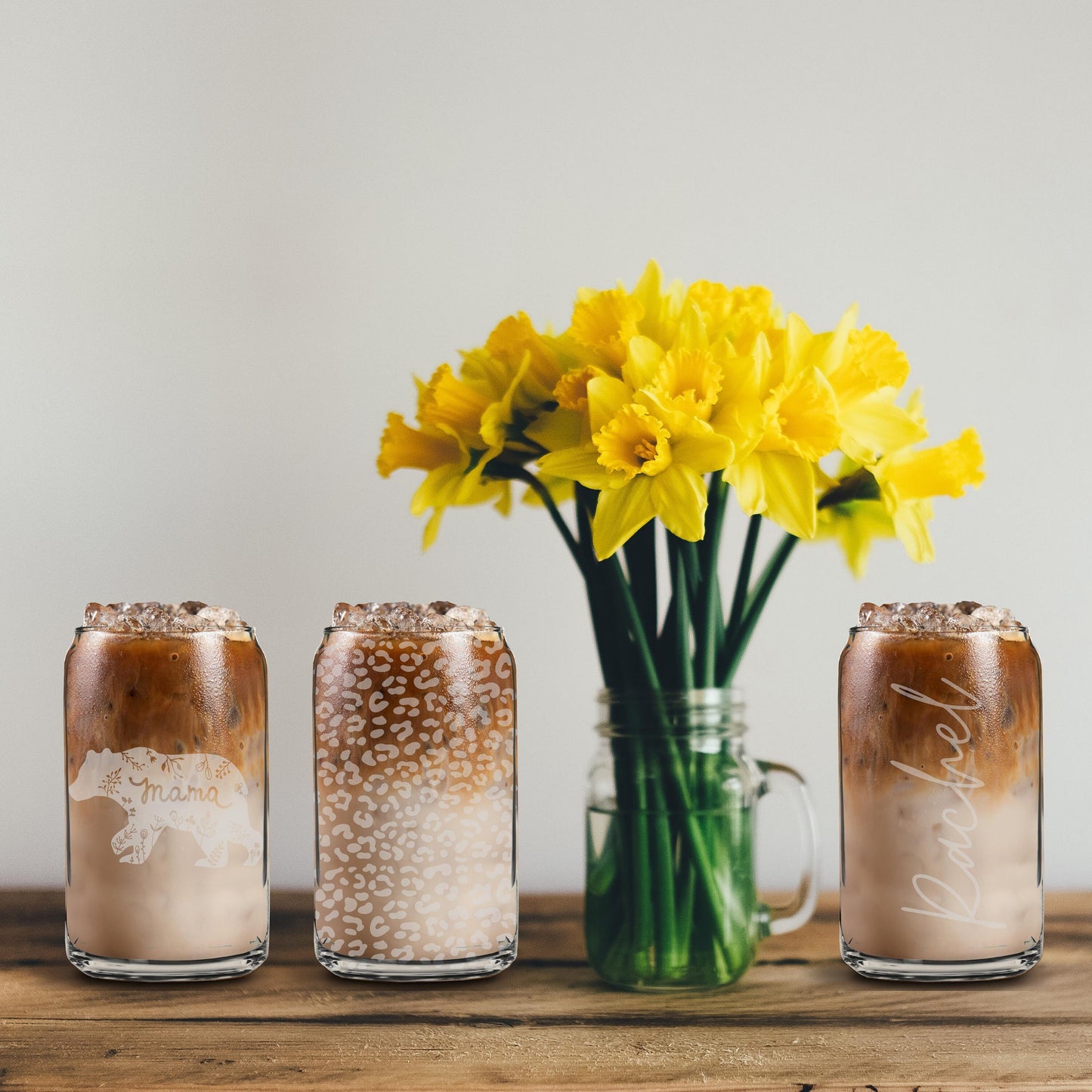 Mama Bear Glass Can Cup