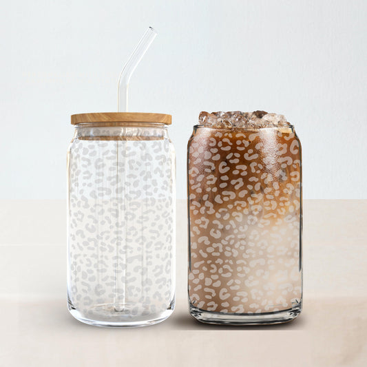 Cheetah Print Glass Can Cup